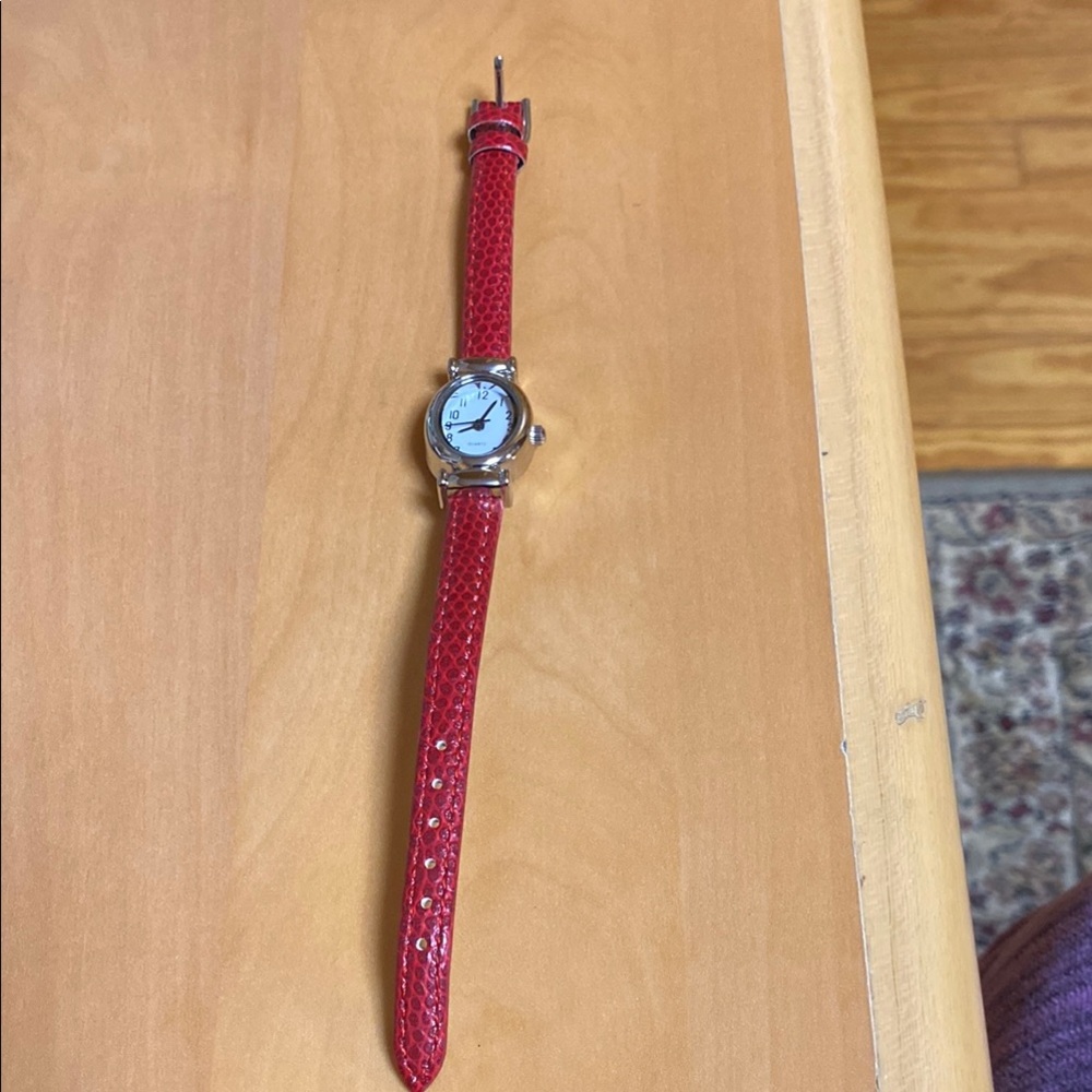 Elegant Red Leather Women's Watch